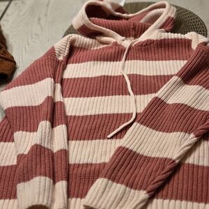 Style & Co. Pink and Cream Striped Cowl Neck Sweater 1X EXCELLENT